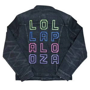 NWT American Eagle Men’s Denim Jacket Black Size Large Lollapalooza Festival